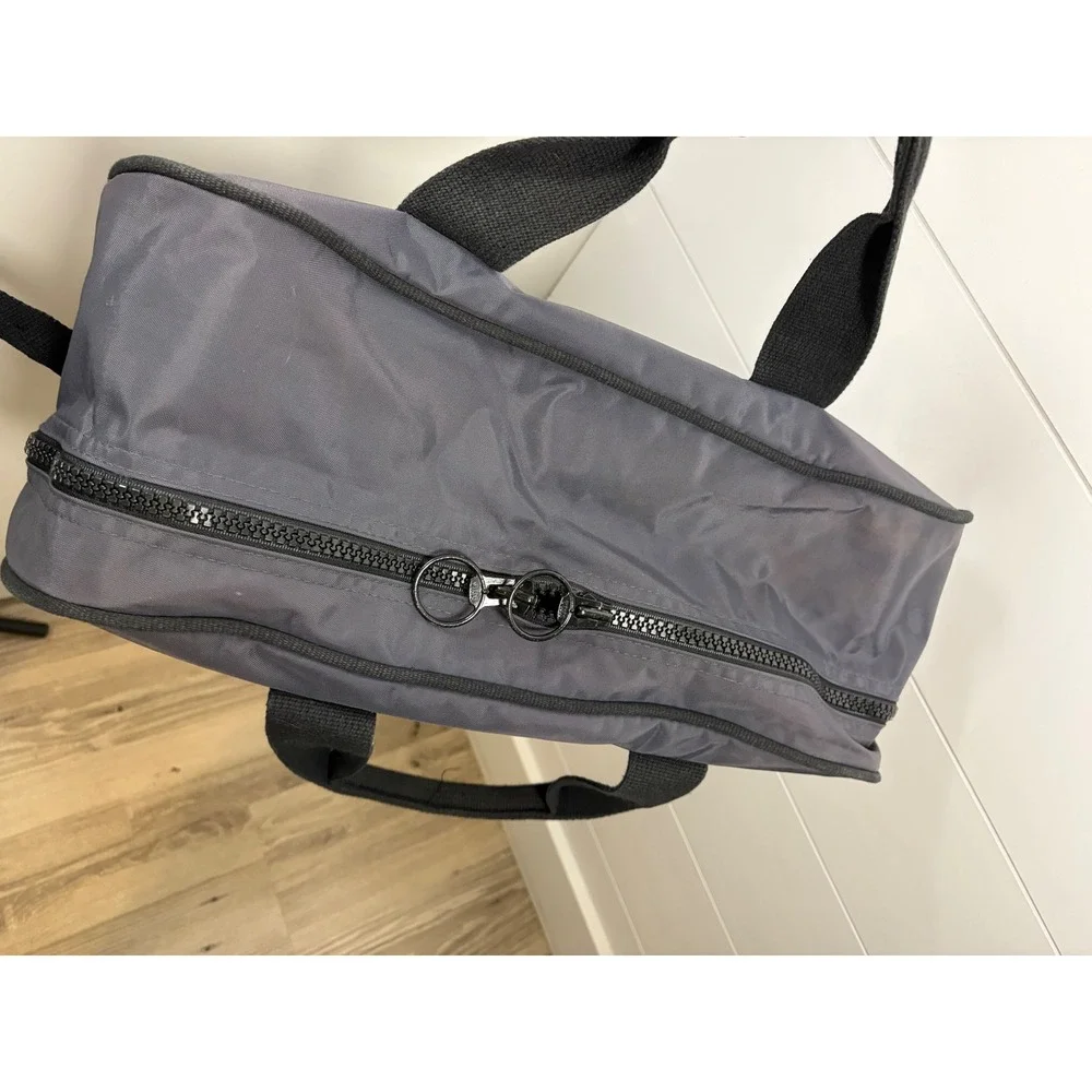 Vintage 90s Lands End Lighthouse Gray Nylon Bag Double Handle Work Travel READ
